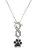 Silver Plated Medium Black Paw - Custom Engraved Infinity Toggle Necklace: Personalized Jewelry Gift - Names, Initials, Dates, Bible Verses