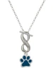 Silver Plated Medium Translucent Navy Paw - Custom Engraved Infinity Toggle Necklace: Personalized Jewelry Gift - Names, Initials, Dates, Bible Verses