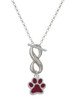 Silver Plated Medium Translucent Maroon Paw - Custom Engraved Infinity Toggle Necklace: Personalized Jewelry Gift - Names, Initials, Dates, Bible Verses