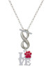 Silver Plated Love with Red Paw - Custom Engraved Infinity Toggle Necklace: Personalized Jewelry Gift - Names, Initials, Dates, Bible Verses