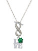 Silver Plated Love with Green Paw - Custom Engraved Infinity Toggle Necklace: Personalized Jewelry Gift - Names, Initials, Dates, Bible Verses