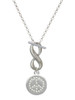 Silver Plated Disc with Crystal Peace Sign - Custom Engraved Infinity Toggle Necklace: Personalized Jewelry Gift - Names, Initials, Dates, Bible Verses