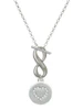 Silver Plated Disc with Crystal Heart - Custom Engraved Infinity Toggle Necklace: Personalized Jewelry Gift - Names, Initials, Dates, Bible Verses