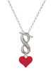 Silver Plated 3-D Red Puffy Heart - Custom Engraved Infinity Toggle Necklace: Personalized Jewelry Gift - Names, Initials, Dates, Bible Verses