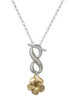 Gold-tone Plumeria Flower - Custom Engraved Infinity Toggle Necklace: Personalized Jewelry Gift - Names, Initials, Dates, Bible Verses