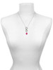 Silver Plated Large 3-D Hot Pink Strawberry with Crystals - Custom Engraved Infinity Toggle Necklace