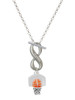 Silver Plated 3-D Enamel Basketball in Hoop - Custom Engraved Infinity Toggle Necklace: Personalized Jewelry Gift - Names, Initials, Dates, Bible Verses