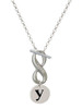 Silver Plated Disc Initial - y - Custom Engraved Infinity Toggle Necklace: Personalized Jewelry Gift - Names, Initials, Dates, Bible Verses
