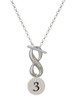 Silver Plated Disc Number - 3 - Custom Engraved Infinity Toggle Necklace: Personalized Jewelry Gift - Names, Initials, Dates, Bible Verses