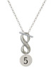 Silver Plated Disc Number - 5 - Custom Engraved Infinity Toggle Necklace: Personalized Jewelry Gift - Names, Initials, Dates, Bible Verses