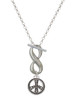 Silver Plated Beaded Peace Sign - Custom Engraved Infinity Toggle Necklace: Personalized Jewelry Gift - Names, Initials, Dates, Bible Verses