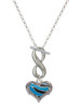 Silver Plated Hot Blue Tiger Print Heart - Custom Engraved Infinity Toggle Necklace: Personalized Jewelry Gift - Names, Initials, Dates, Bible Verses