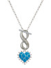 Silver Plated Hot Blue Giraffe Print Heart - Custom Engraved Infinity Toggle Necklace: Personalized Jewelry Gift - Names, Initials, Dates, Bible Verses