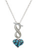 Silver Plated Hot Blue Cheetah Print Heart - Custom Engraved Infinity Toggle Necklace: Personalized Jewelry Gift - Names, Initials, Dates, Bible Verses