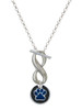 Silver Plated Royal Blue Paw on Black Disc - Custom Engraved Infinity Toggle Necklace: Personalized Jewelry Gift - Names, Initials, Dates, Bible Verses