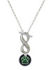 Silver Plated Green Paw on Black Disc - Custom Engraved Infinity Toggle Necklace: Personalized Jewelry Gift - Names, Initials, Dates, Bible Verses