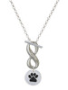Silver Plated Black Paw on White Disc - Custom Engraved Infinity Toggle Necklace: Personalized Jewelry Gift - Names, Initials, Dates, Bible Verses