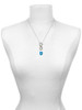 Hot Blue Enamel Lock with Clear Crystals - Custom Engraved Infinity Toggle Necklace