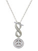 Silver Plated Peace Sign - Round Seal - Custom Engraved Infinity Toggle Necklace: Personalized Jewelry Gift - Names, Initials, Dates, Bible Verses