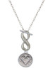 Silver Plated Heart Outline - Round Seal - Custom Engraved Infinity Toggle Necklace: Personalized Jewelry Gift - Names, Initials, Dates, Bible Verses