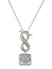 Silver Plated Celtic Knot Heart - Square Seal - Custom Engraved Infinity Toggle Necklace: Personalized Jewelry Gift - Names, Initials, Dates, Bible Verses