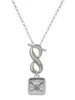 Silver Plated Skull and Bones - Square Seal - Custom Engraved Infinity Toggle Necklace: Personalized Jewelry Gift - Names, Initials, Dates, Bible Verses