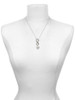 Silver Plated White Resin Heart with Spring Crystals - Custom Engraved Infinity Toggle Necklace