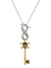 Gold-tone Antiqued Beaded Skull Key - Custom Engraved Infinity Toggle Necklace: Personalized Jewelry Gift - Names, Initials, Dates, Bible Verses