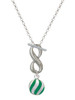 Silver Plated 3-D Green Striped Ornament - Custom Engraved Infinity Toggle Necklace: Personalized Jewelry Gift - Names, Initials, Dates, Bible Verses