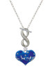 Silver Plated Large Blue Flying Santa Heart with AB Crystals - Custom Engraved Infinity Toggle Necklace: Personalized Jewelry Gift - Names, Initials, Dates, Bible Verses