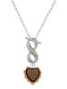 Silver Plated Brown & Black Heart with Orange Ruffles - Custom Engraved Infinity Toggle Necklace: Personalized Jewelry Gift - Names, Initials, Dates, Bible Verses