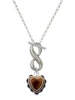 Silver Plated Brown Ruffle Heart - Custom Engraved Infinity Toggle Necklace: Personalized Jewelry Gift - Names, Initials, Dates, Bible Verses