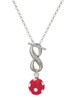 Silver Plated 3-D Frosted Red Resin Ornament with Crystals - Custom Engraved Infinity Toggle Necklace: Personalized Jewelry Gift - Names, Initials, Dates, Bible Verses
