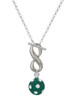 Silver Plated 3-D Frosted Green Resin Ornament with Crystals - Custom Engraved Infinity Toggle Necklace: Personalized Jewelry Gift - Names, Initials, Dates, Bible Verses