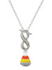 Silver Plated 3-D Enamel Candy Corn - Custom Engraved Infinity Toggle Necklace: Personalized Jewelry Gift - Names, Initials, Dates, Bible Verses