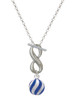 Silver Plated 3-D Blue Striped Ornament - Custom Engraved Infinity Toggle Necklace: Personalized Jewelry Gift - Names, Initials, Dates, Bible Verses