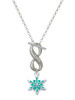 Silver Plated Teal Snowflake with Clear Crystal - Custom Engraved Infinity Toggle Necklace: Personalized Jewelry Gift - Names, Initials, Dates, Bible Verses