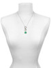 Silver Plated Translucent Green Lucky Four Leaf Clover - Custom Engraved Infinity Toggle Necklace