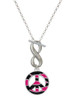 Silver Plated Large Hot Pink Tiger Print Peace Sign - Custom Engraved Infinity Toggle Necklace: Personalized Jewelry Gift - Names, Initials, Dates, Bible Verses