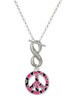 Silver Plated Large Hot Pink Cheetah Print Peace Sign - Custom Engraved Infinity Toggle Necklace: Personalized Jewelry Gift - Names, Initials, Dates, Bible Verses