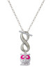 Silver Plated Owl with Hot Pink & Clear Crystal Eyes - Custom Engraved Infinity Toggle Necklace: Personalized Jewelry Gift - Names, Initials, Dates, Bible Verses