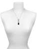 Silver Plated Large Black Resin Skull with Clear Crystals - Custom Engraved Infinity Toggle Necklace
