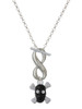 Silver Plated Small Black Resin Skull with Clear Crystals - Custom Engraved Infinity Toggle Necklace: Personalized Jewelry Gift - Names, Initials, Dates, Bible Verses