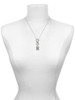 Black Nickeltone Crystal Initial - E - Beaded Border - Custom Engraved Infinity Toggle Necklace