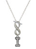 Black Nickeltone Crystal Initial - I - Beaded Border - Custom Engraved Infinity Toggle Necklace: Personalized Jewelry Gift - Names, Initials, Dates, Bible Verses