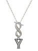 Black Nickeltone Crystal Initial - Y - Beaded Border - Custom Engraved Infinity Toggle Necklace: Personalized Jewelry Gift - Names, Initials, Dates, Bible Verses