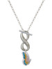 Silver Plated Translucent Pastel Flying Butterfly - Custom Engraved Infinity Toggle Necklace: Personalized Jewelry Gift - Names, Initials, Dates, Bible Verses