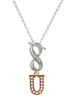 Rose Gold-tone Crystal Initial - U - Custom Engraved Infinity Toggle Necklace: Personalized Jewelry Gift - Names, Initials, Dates, Bible Verses