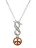 Rose Gold-tone Beaded Peace Sign - Custom Engraved Infinity Toggle Necklace: Personalized Jewelry Gift - Names, Initials, Dates, Bible Verses