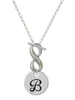 Silver Plated Large Script Letter Disc - B - Custom Engraved Infinity Toggle Necklace: Personalized Jewelry Gift - Names, Initials, Dates, Bible Verses